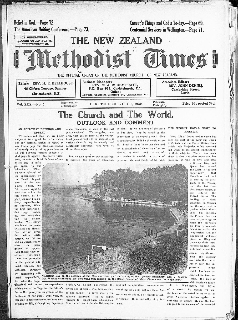 The New Zealand Methodist Times: 1st July 1939