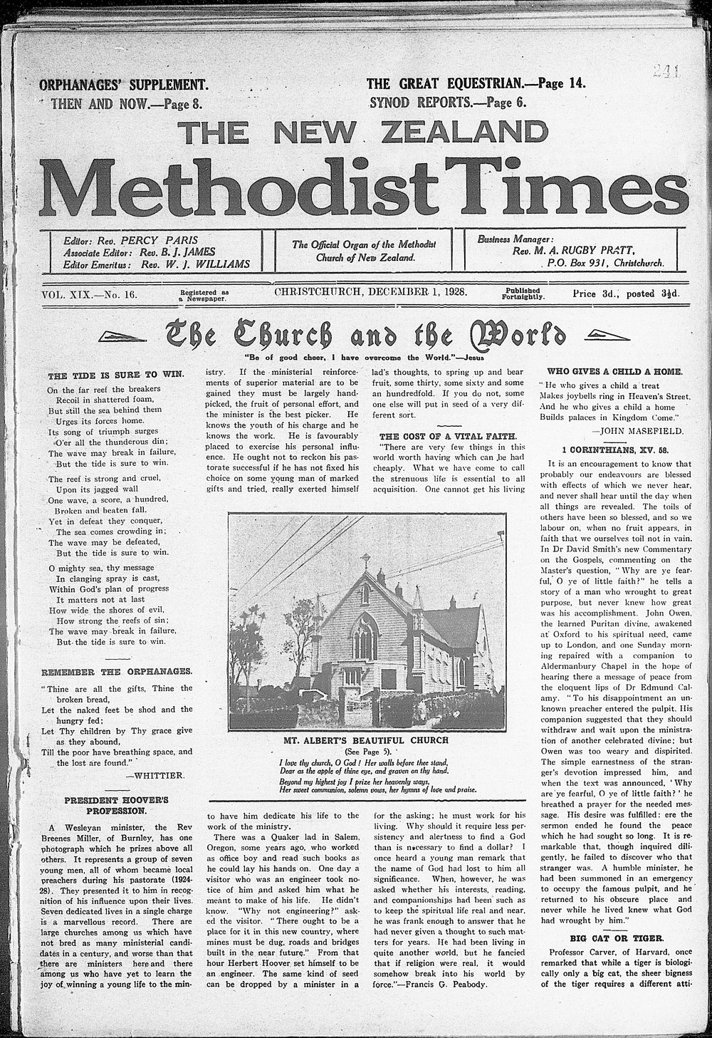 The New Zealand Methodist Times: 1st December 1928