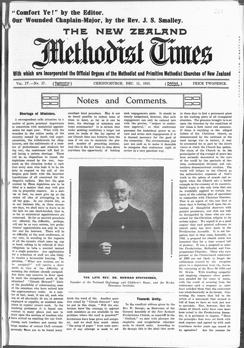 The New Zealand Methodist Times: 11th December 1915