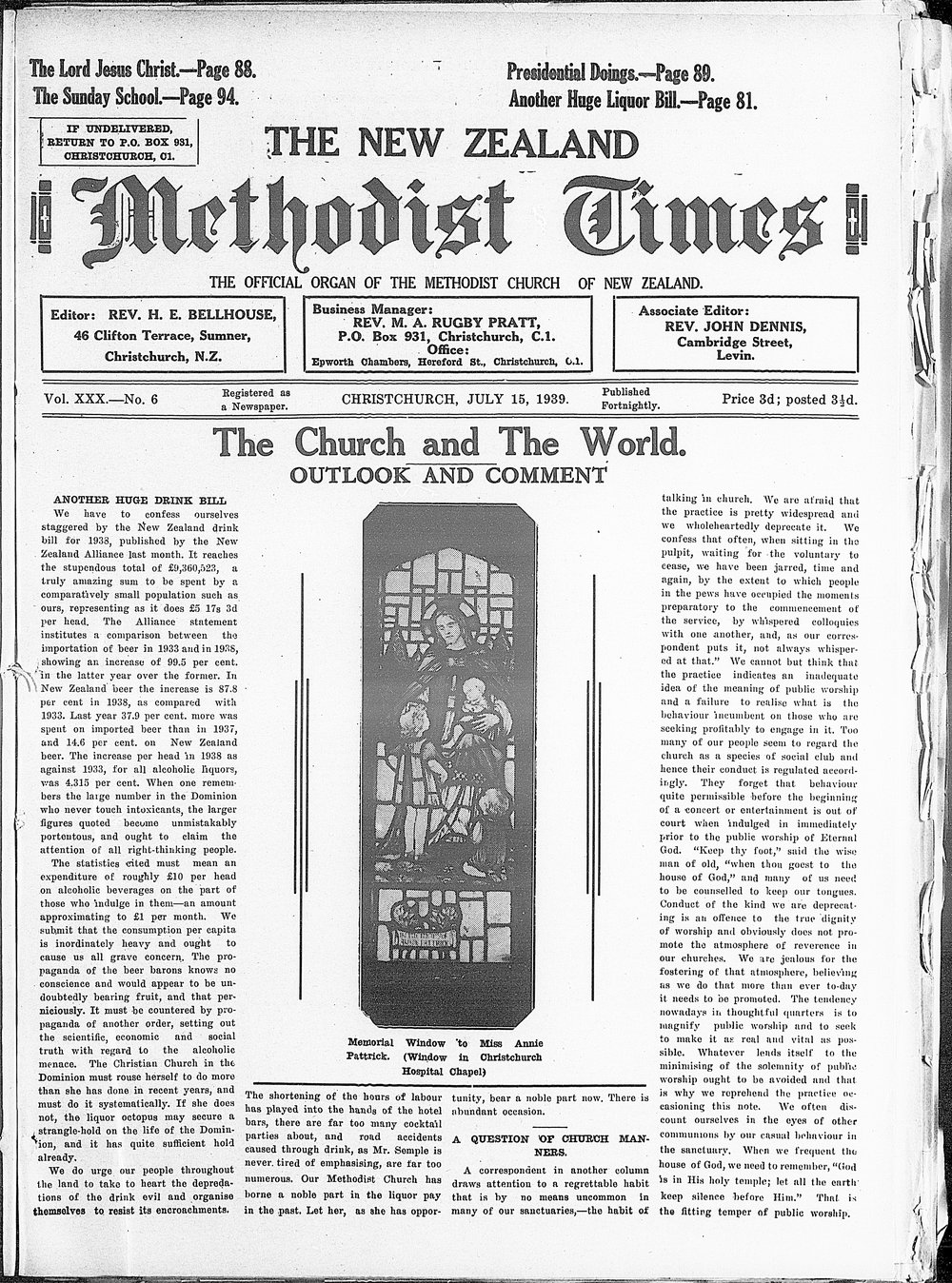 The New Zealand Methodist Times: 15th July 1939