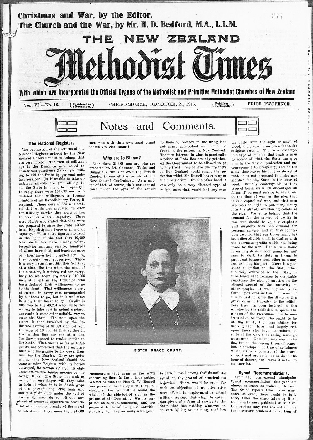 The New Zealand Methodist Times: 24th December 1915