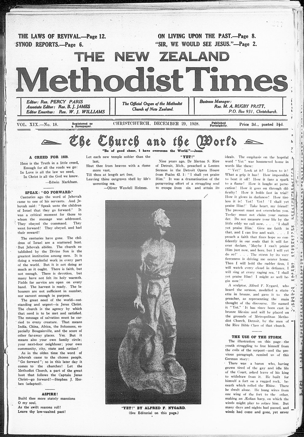 The New Zealand Methodist Times: 29th December 1928