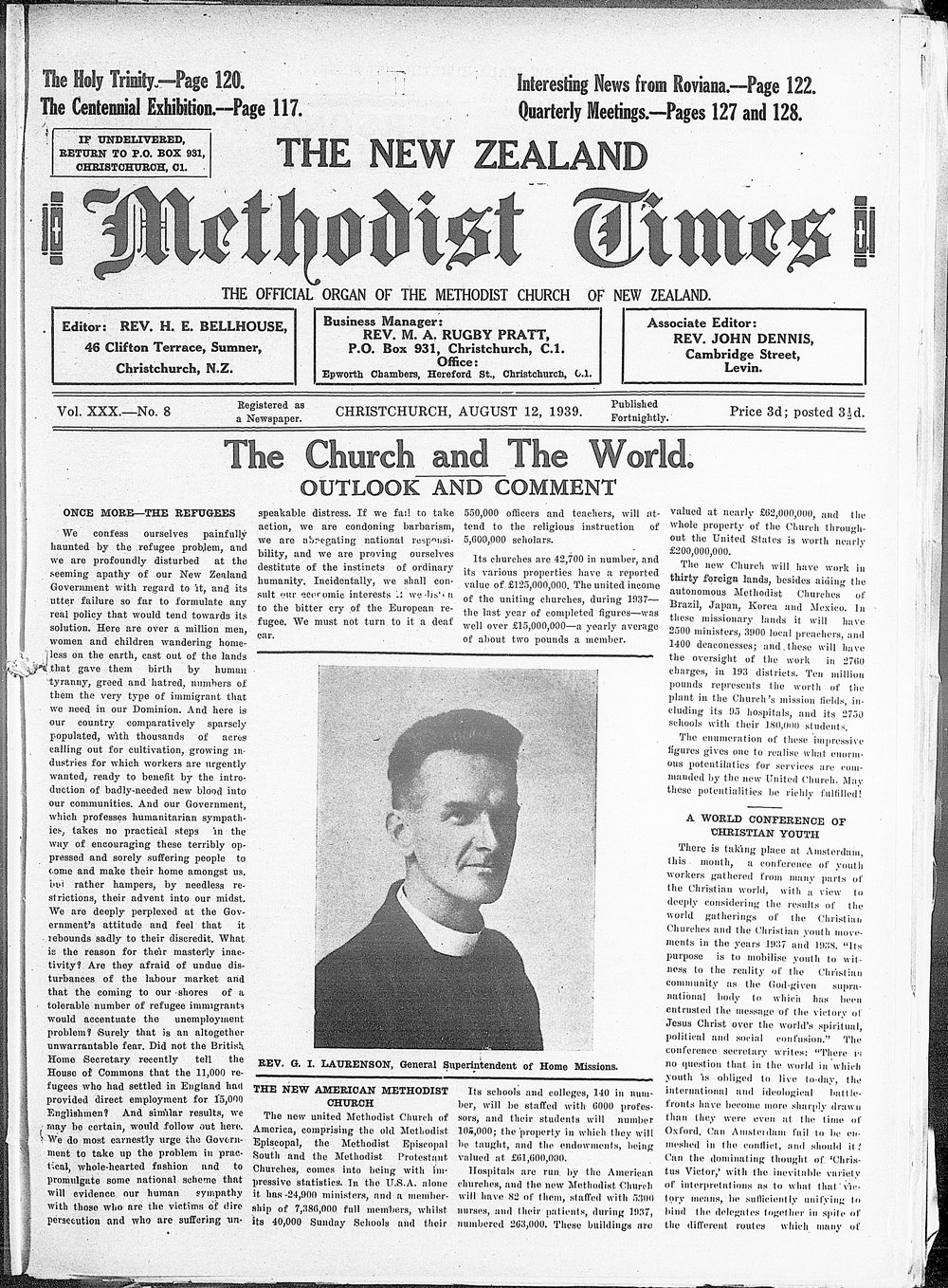 The New Zealand Methodist Times: 12th August 1939