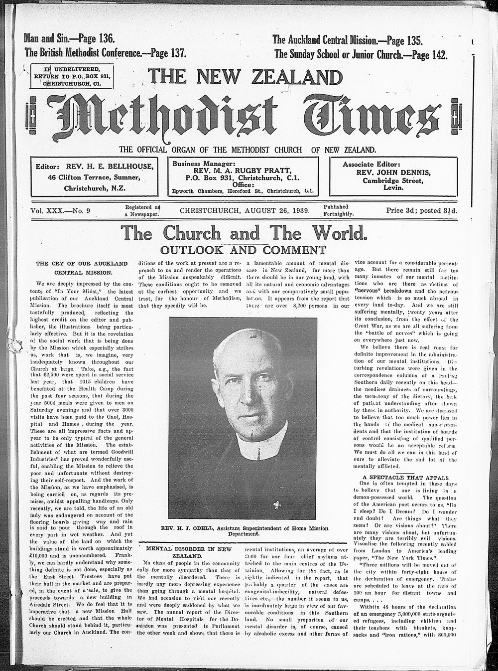 The New Zealand Methodist Times: 26th August 1939