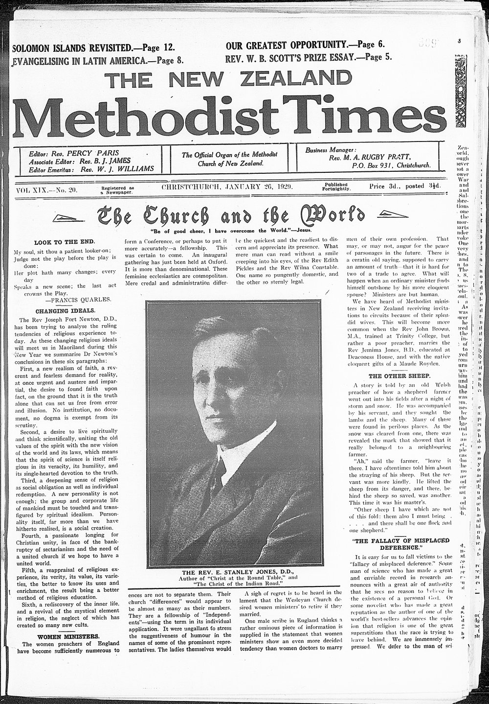 The New Zealand Methodist Times: 26th January 1929