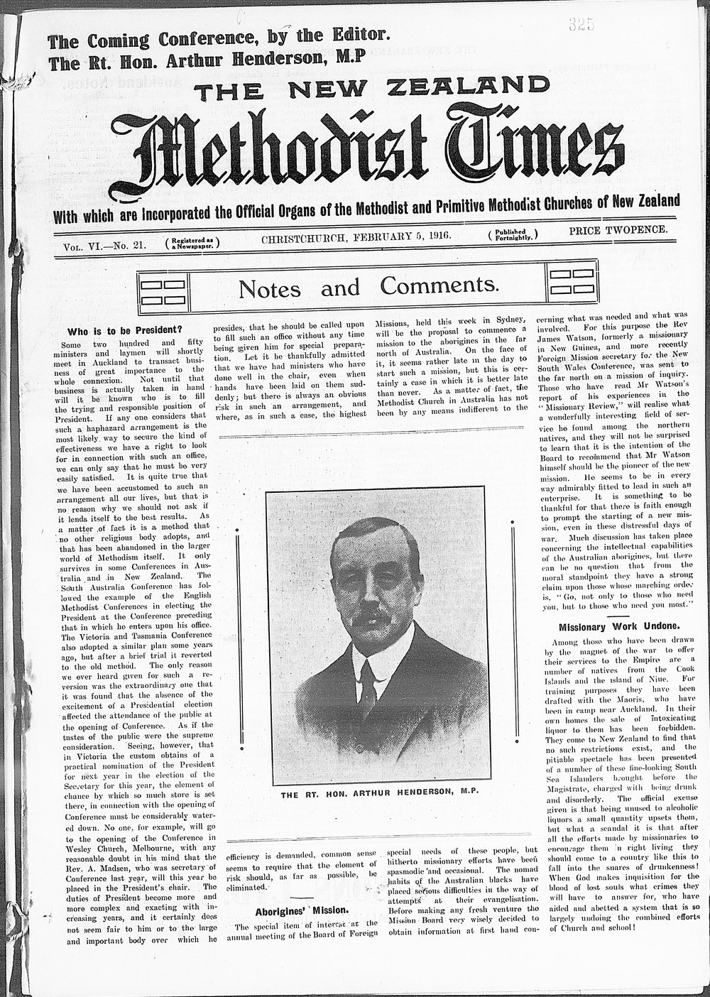 The New Zealand Methodist Times: 5th February 1916