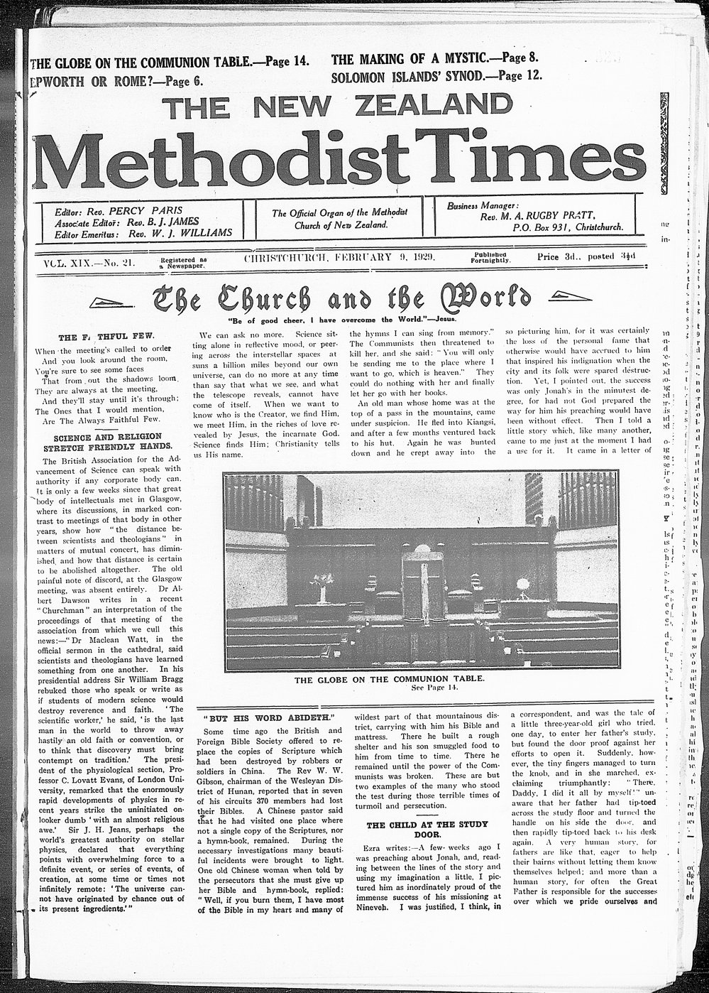 The New Zealand Methodist Times: 9th February 1929