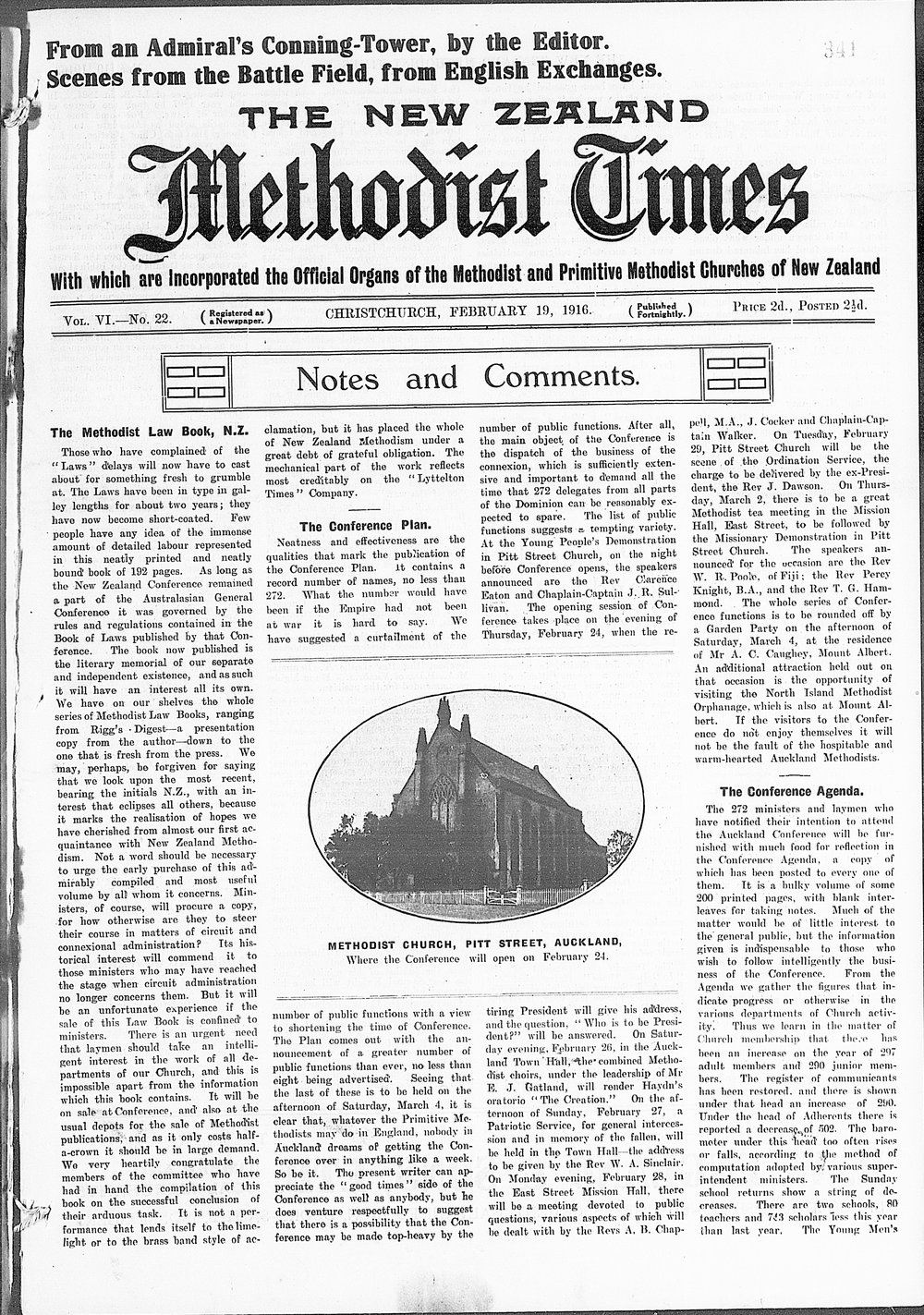 The New Zealand Methodist Times: 19th February 1916