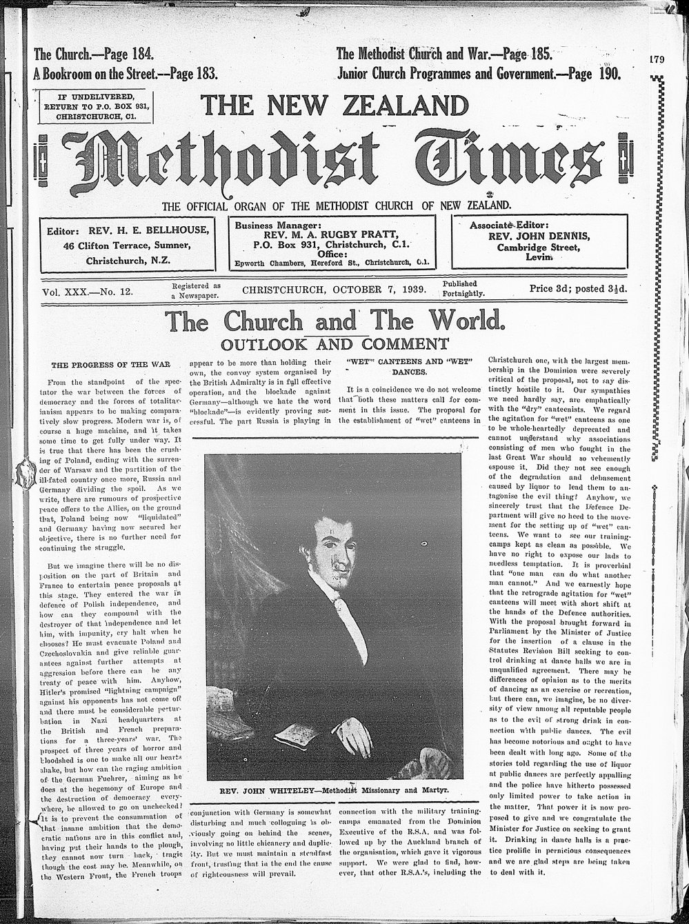 The New Zealand Methodist Times: 7th October 1939