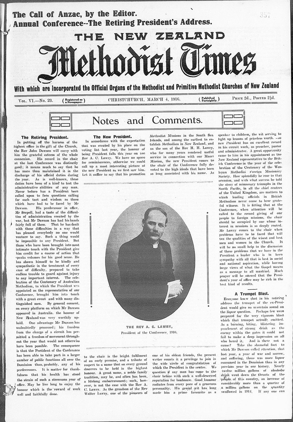 The New Zealand Methodist Times: 4th March 1916