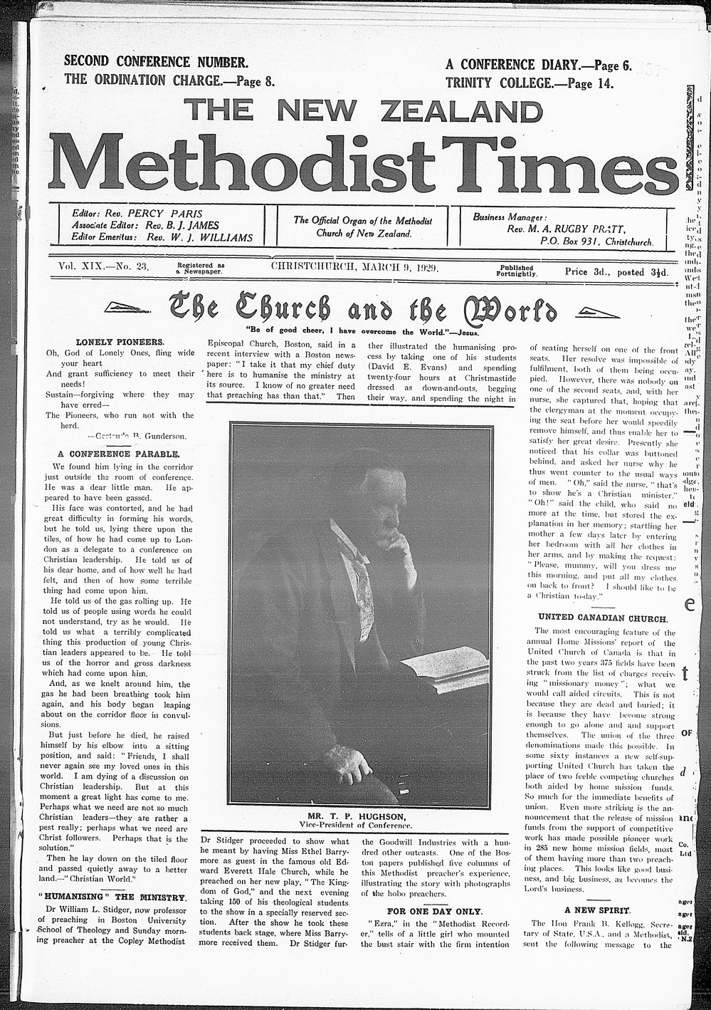 The New Zealand Methodist Times: 9th March 1929