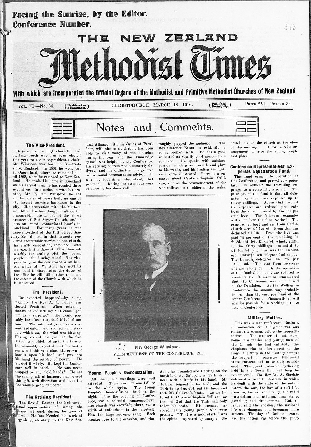 The New Zealand Methodist Times: 18th March 1916