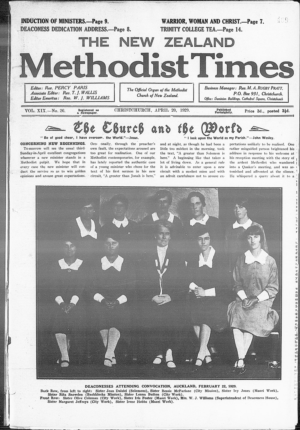 The New Zealand Methodist Times: 20th April 1929