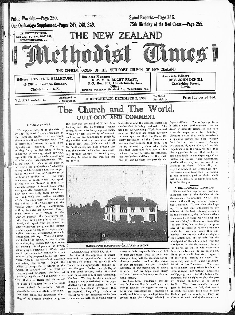 The New Zealand Methodist Times: 2nd December 1939