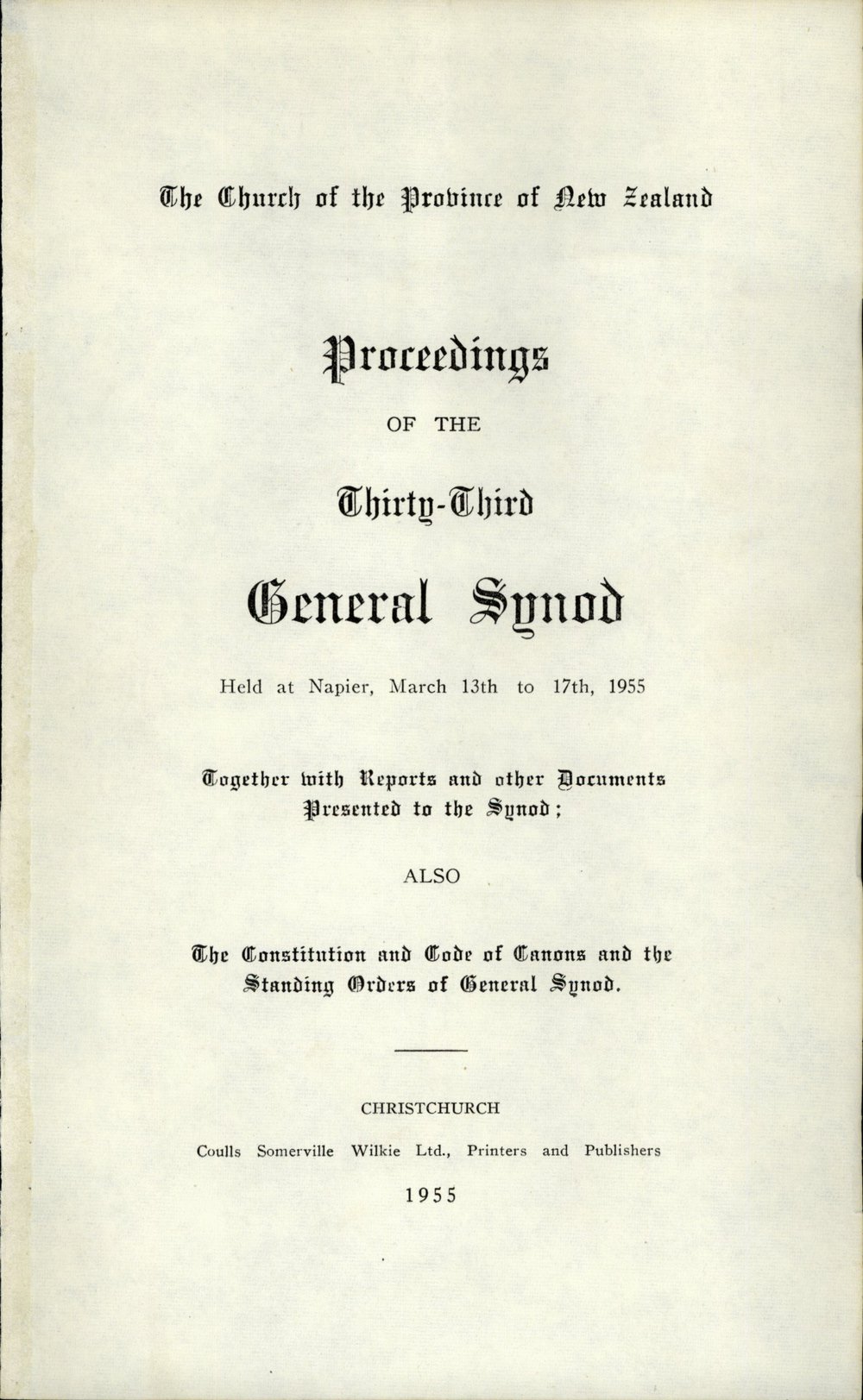 Proceedings of the General Synod: 33rd General Synod, 1955