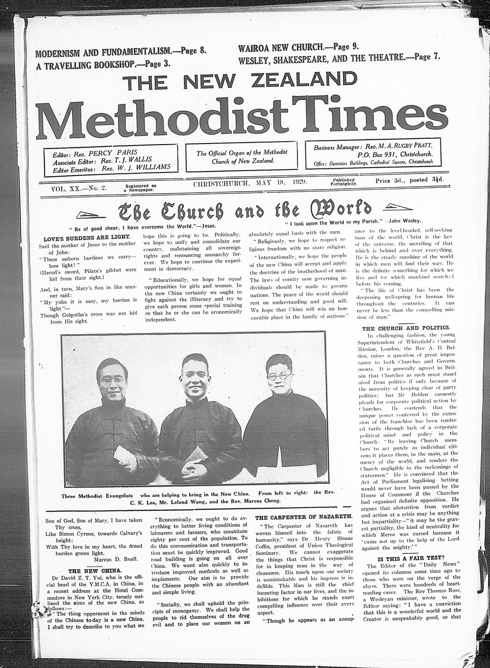 The New Zealand Methodist Times: 18th May 1929