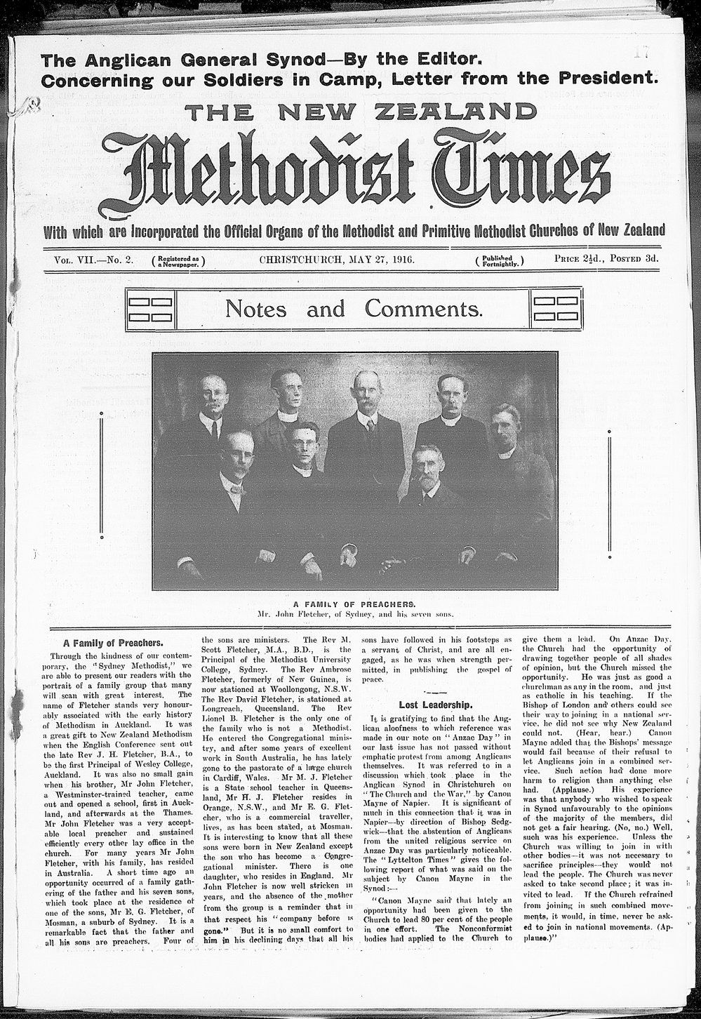 The New Zealand Methodist Times: 27th May 1916