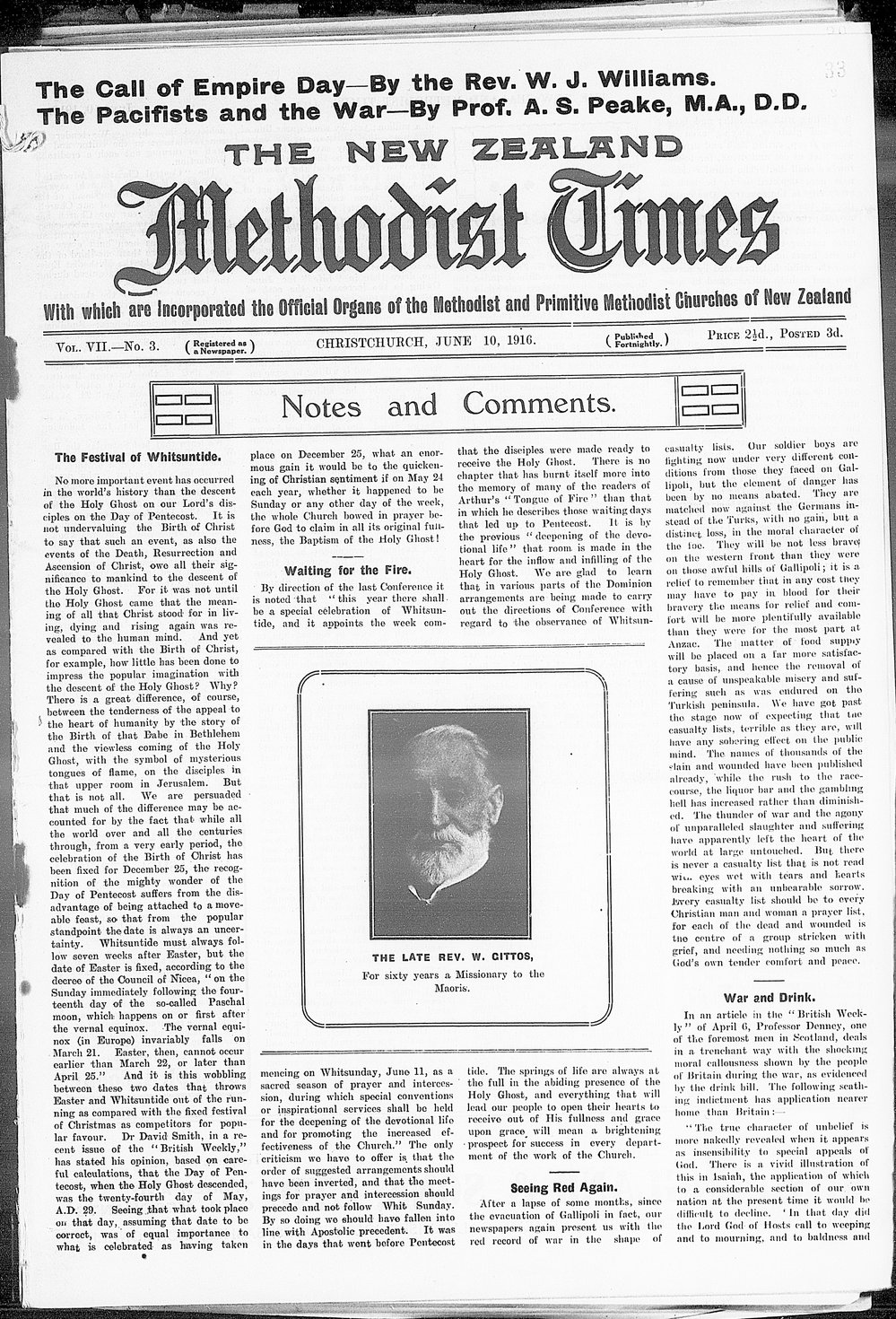 The New Zealand Methodist Times: 10th June 1916