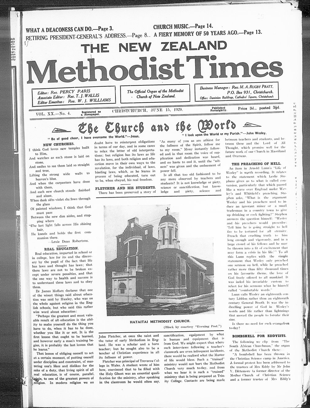 The New Zealand Methodist Times: 15th June 1929