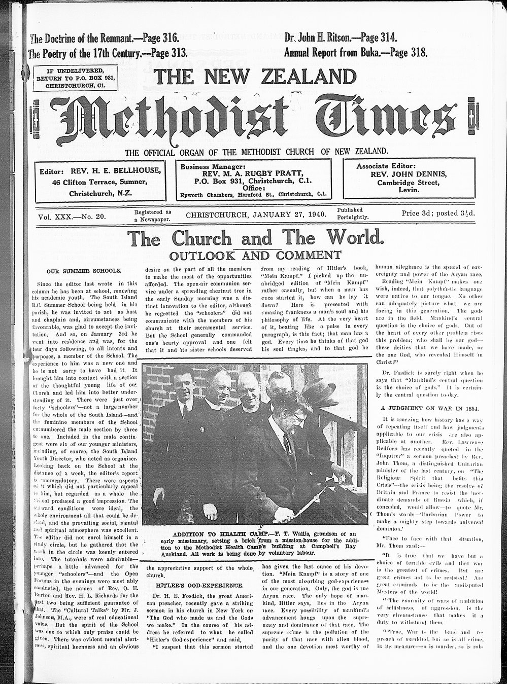The New Zealand Methodist Times: 27th January 1940