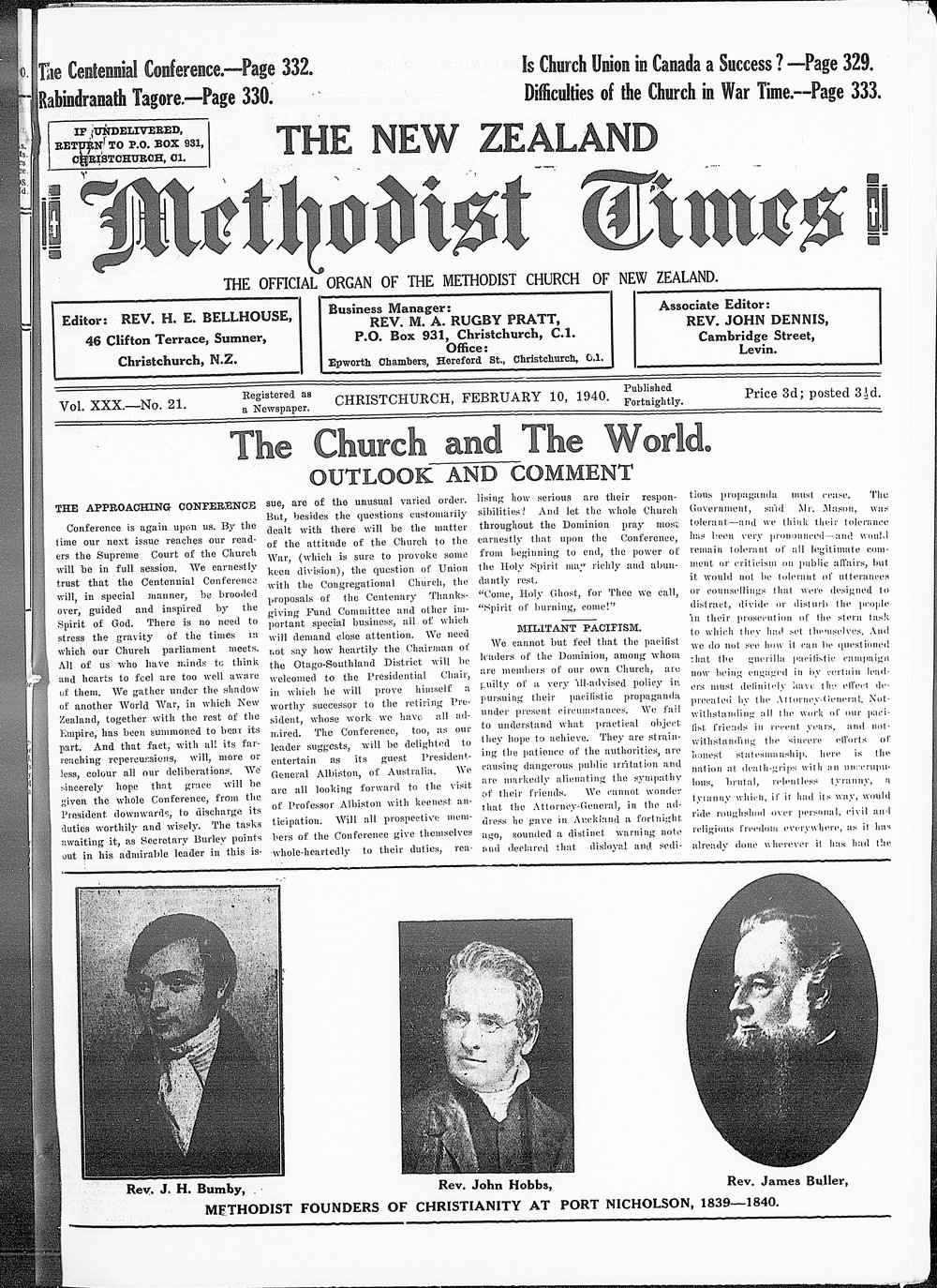 The New Zealand Methodist Times: 10th February 1940