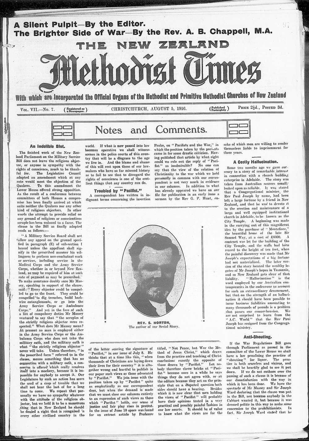 The New Zealand Methodist Times: 5th August 1916