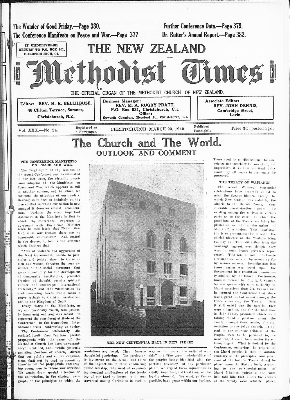 The New Zealand Methodist Times: 23rd March 1940