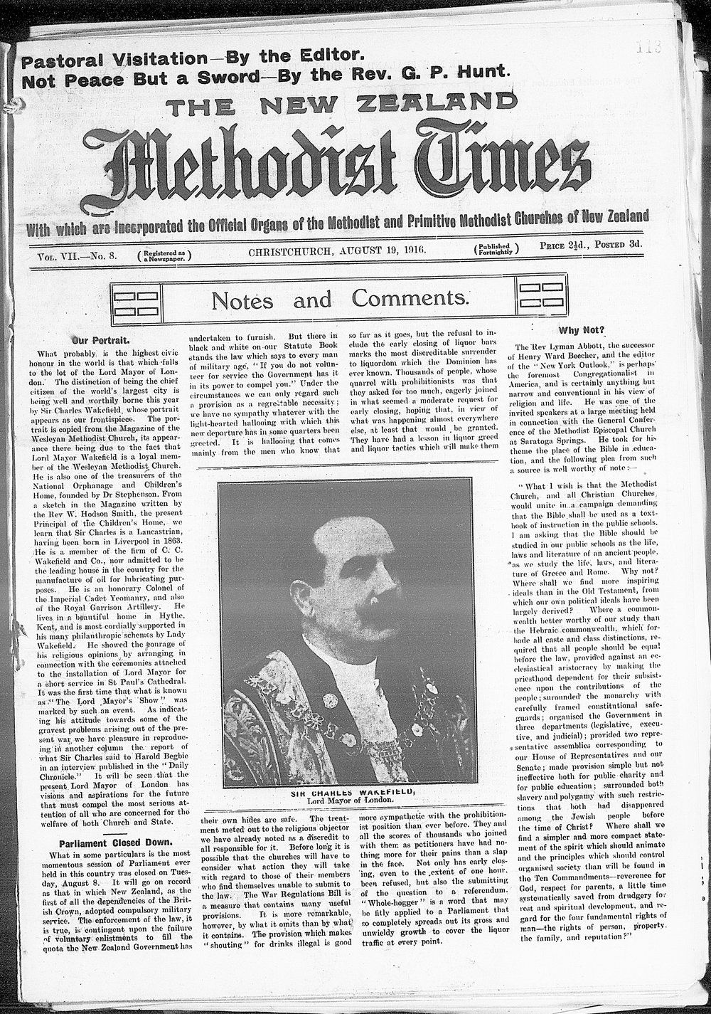 The New Zealand Methodist Times: 19th August 1916