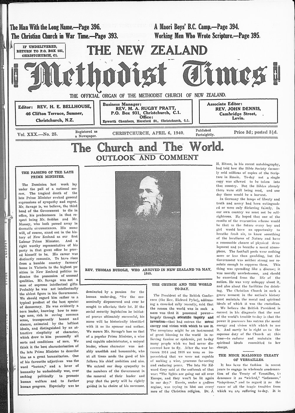 The New Zealand Methodist Times: 6th April 1940