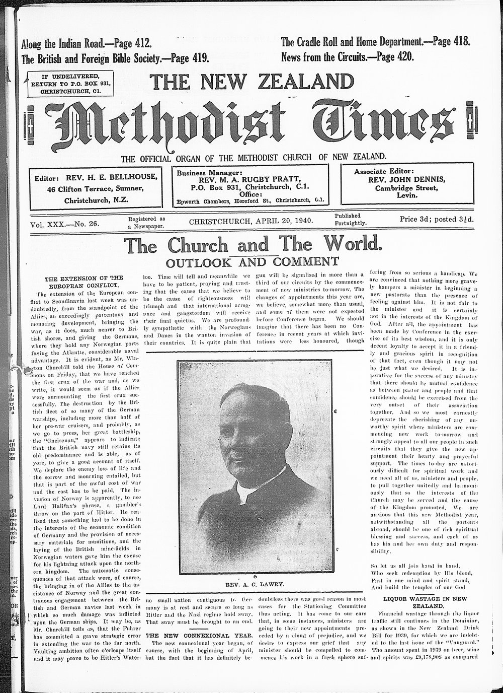 The New Zealand Methodist Times: 20th April 1940