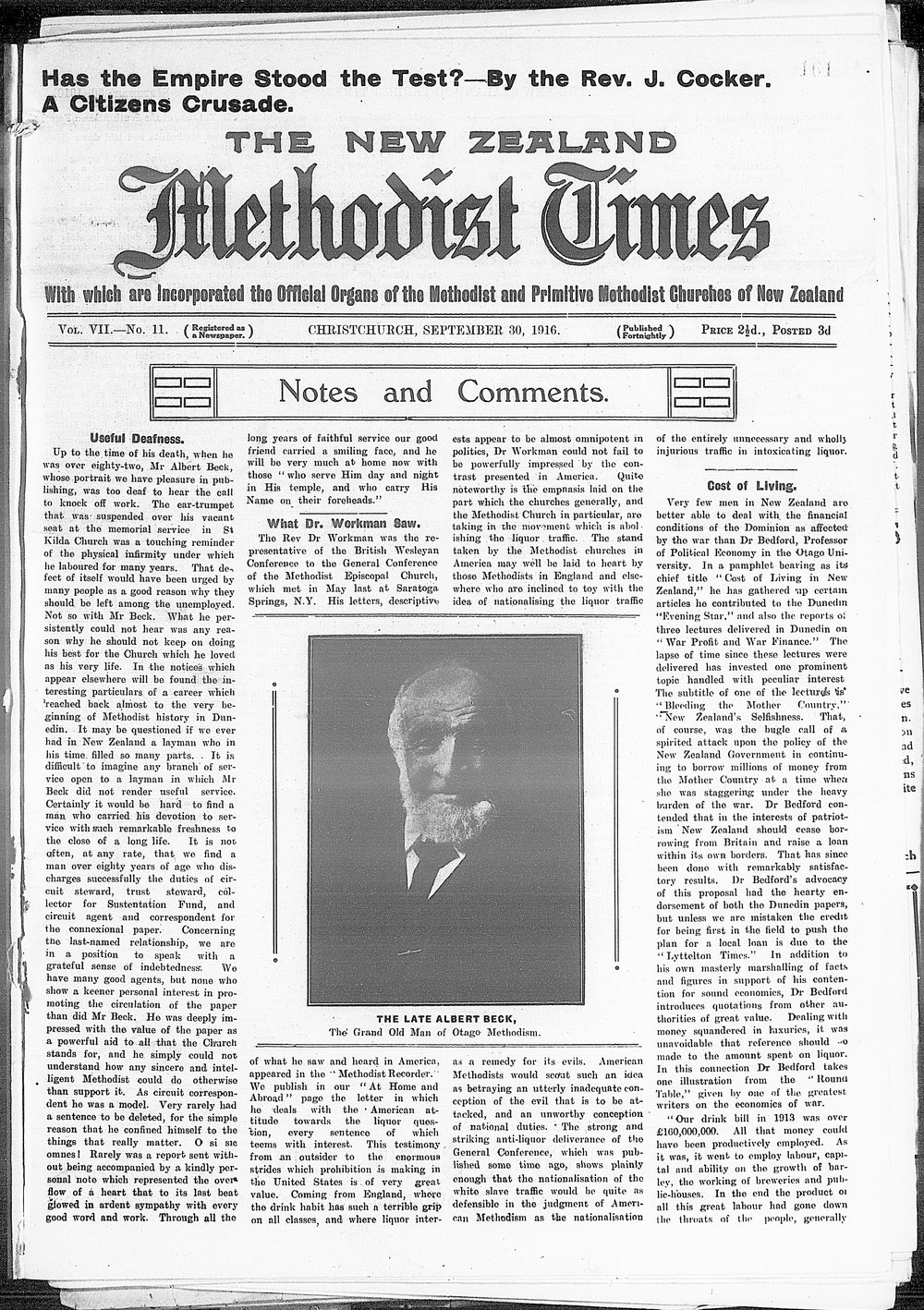 The New Zealand Methodist Times: 30th September 1916