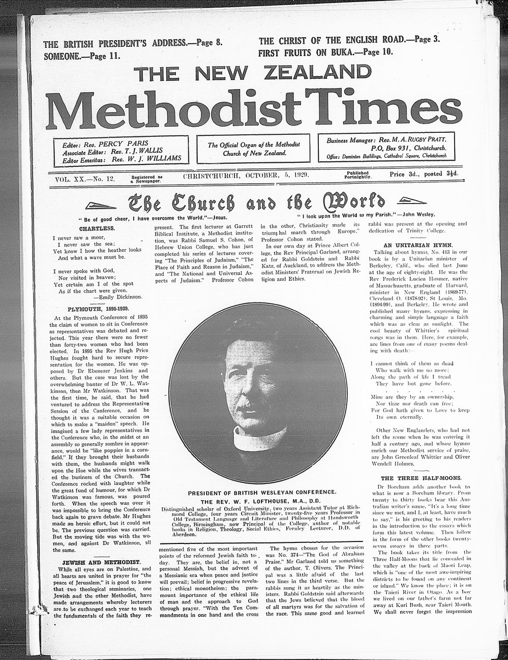 The New Zealand Methodist Times: 5th October 1929