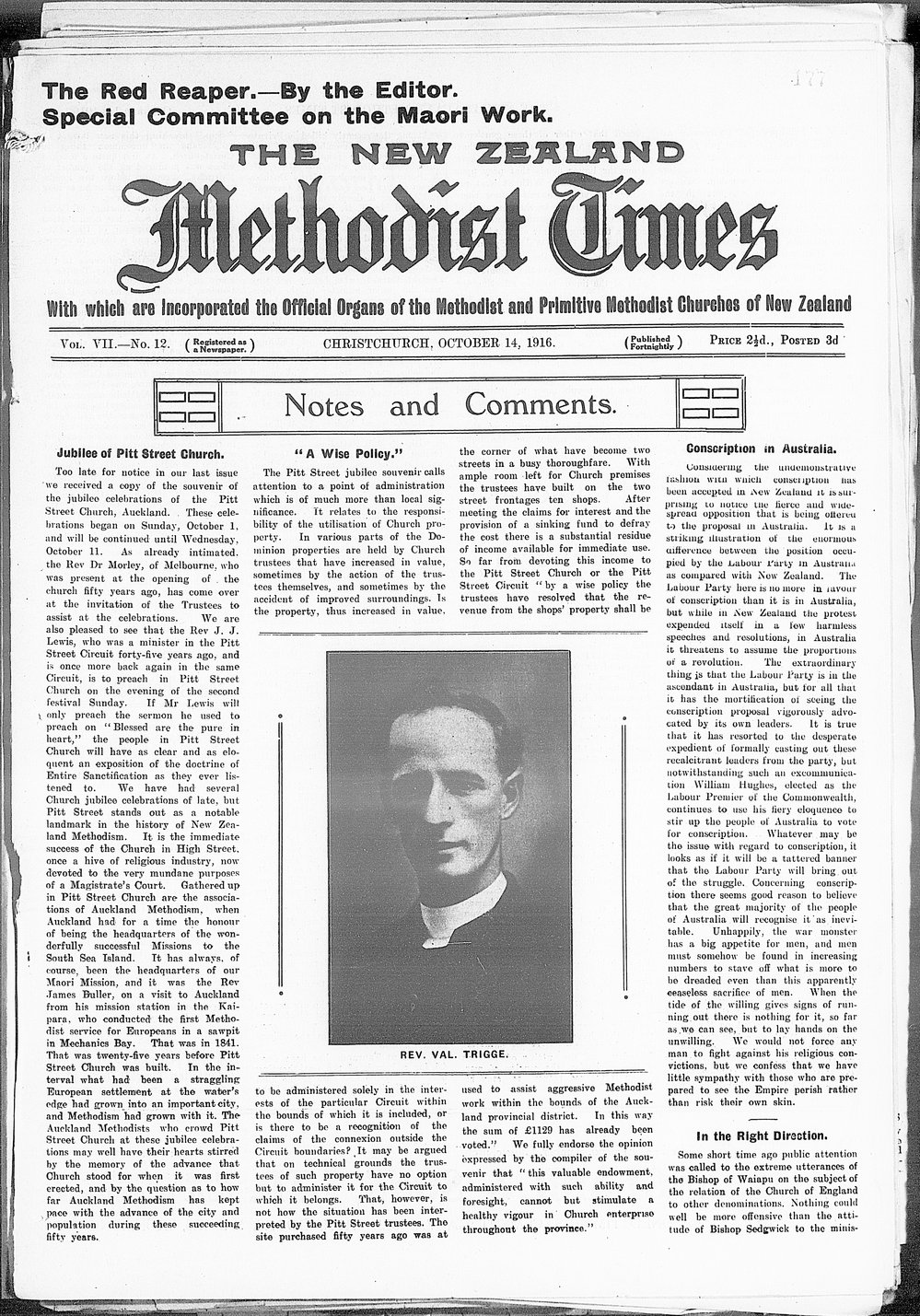 The New Zealand Methodist Times: 14th October 1916