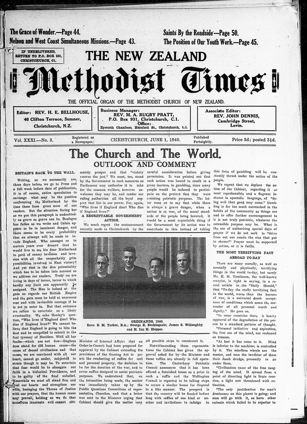 The New Zealand Methodist Times: 1st June 1940