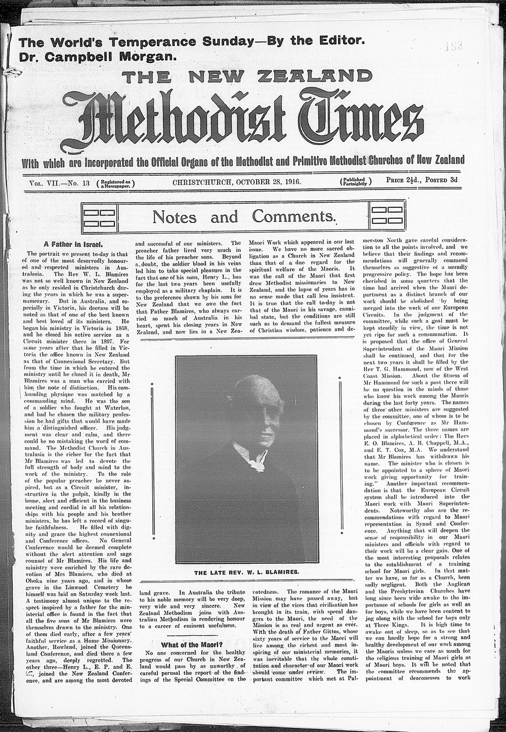 The New Zealand Methodist Times: 28th October 1916
