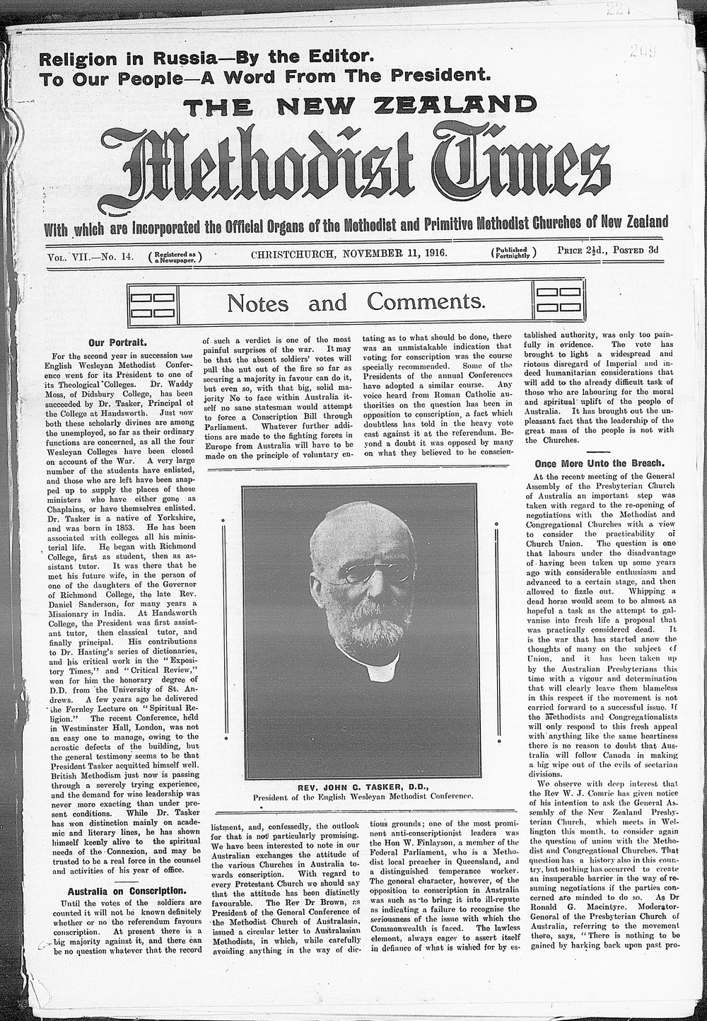 The New Zealand Methodist Times: 11th November 1916