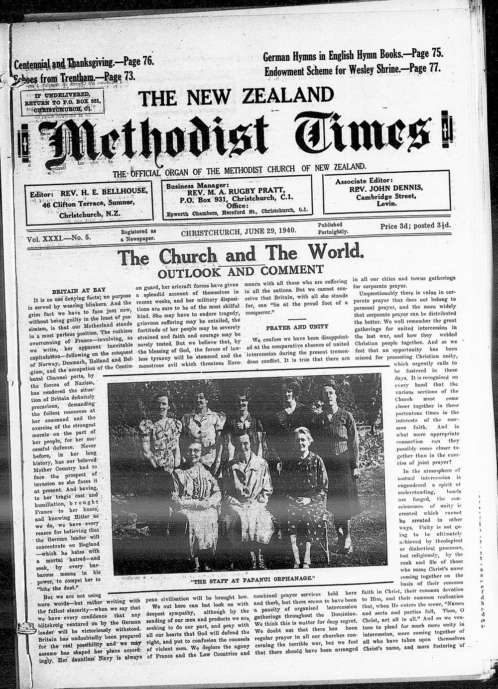 The New Zealand Methodist Times: 29th June 1940