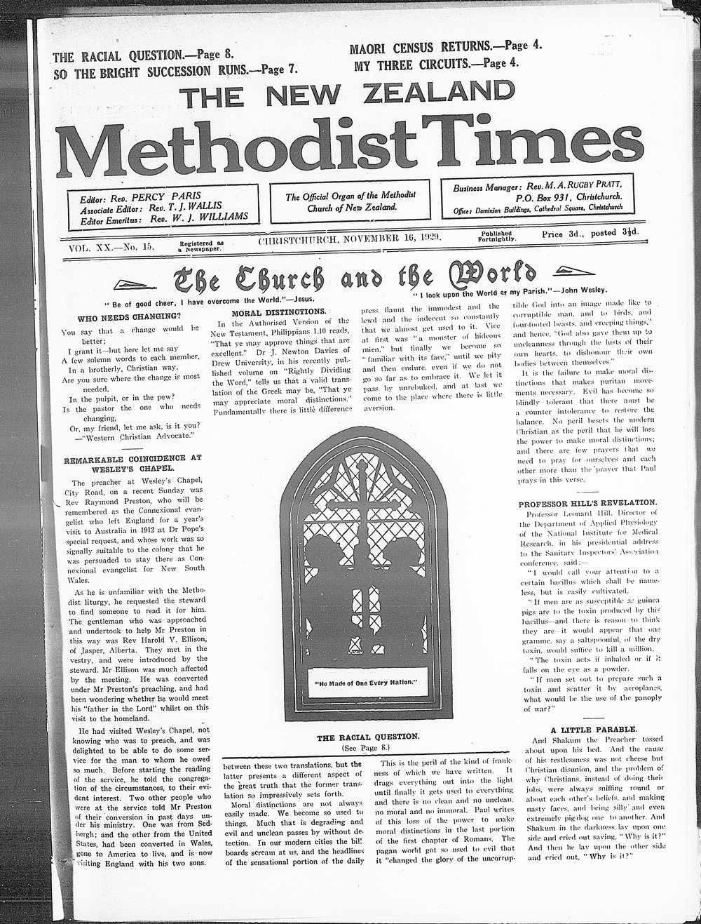 The New Zealand Methodist Times: 16th November 1929