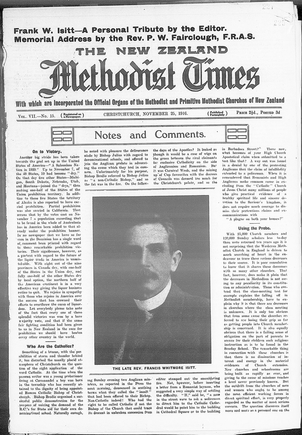 The New Zealand Methodist Times: 25th November 1916