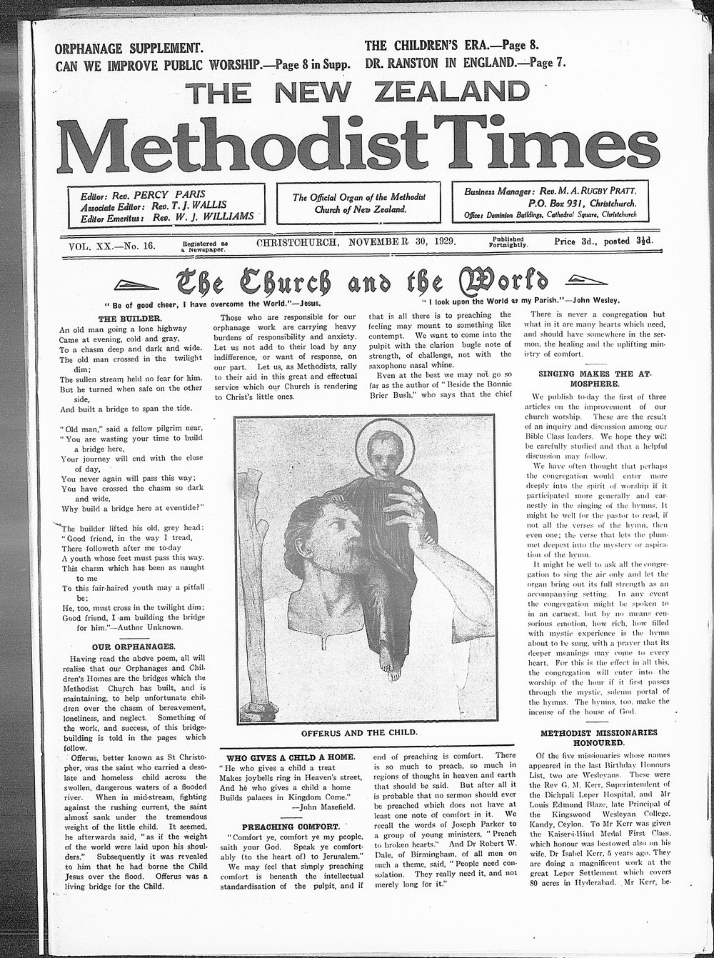 The New Zealand Methodist Times: 30th November 1929