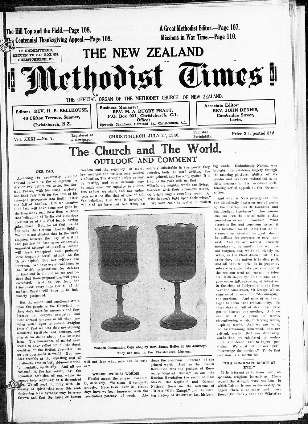 The New Zealand Methodist Times: 27th July 1940