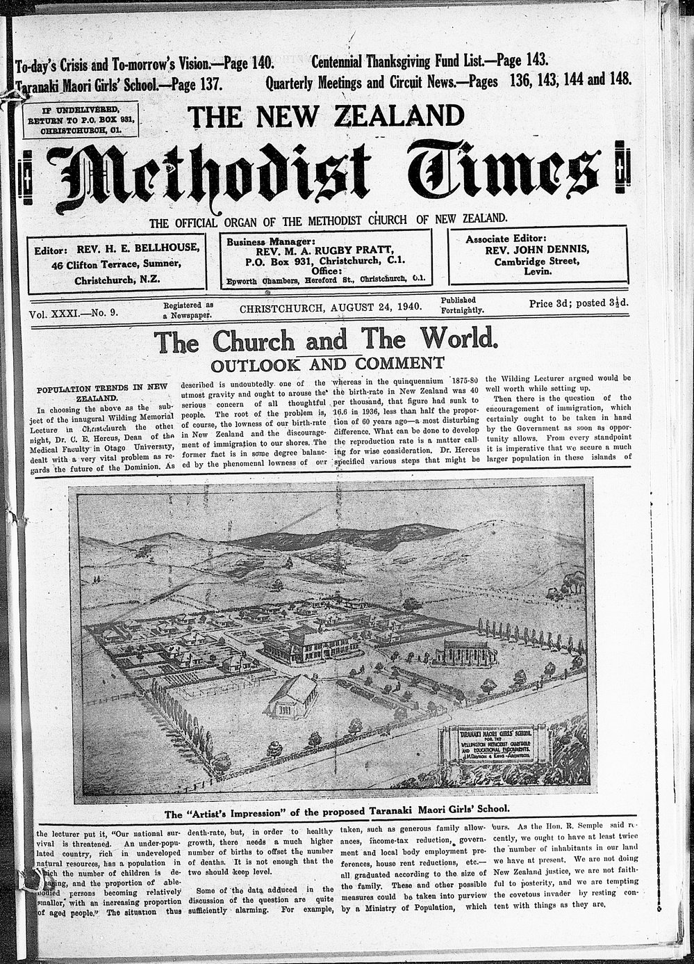 The New Zealand Methodist Times: 24th August 1940