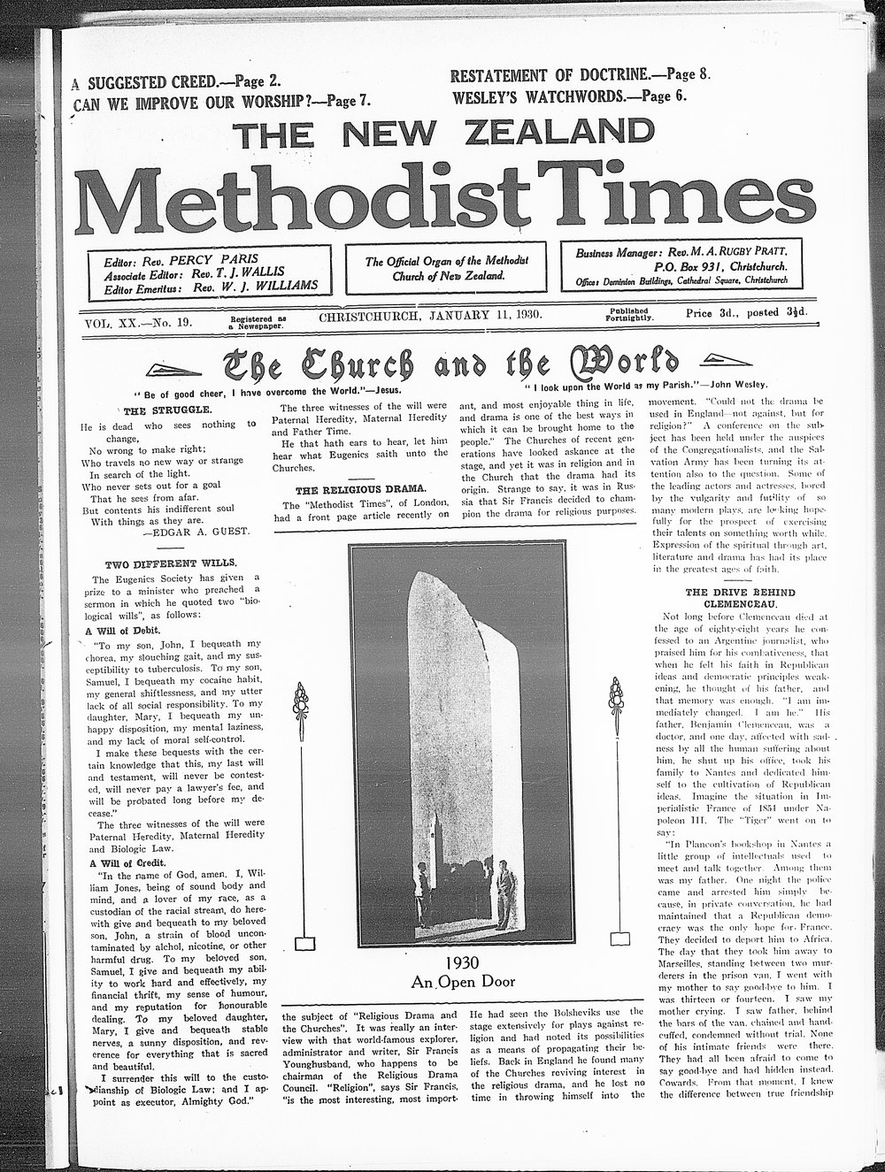 The New Zealand Methodist Times: 11th January 1930