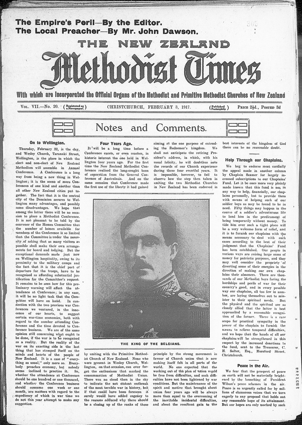 The New Zealand Methodist Times: 3rd February 1917