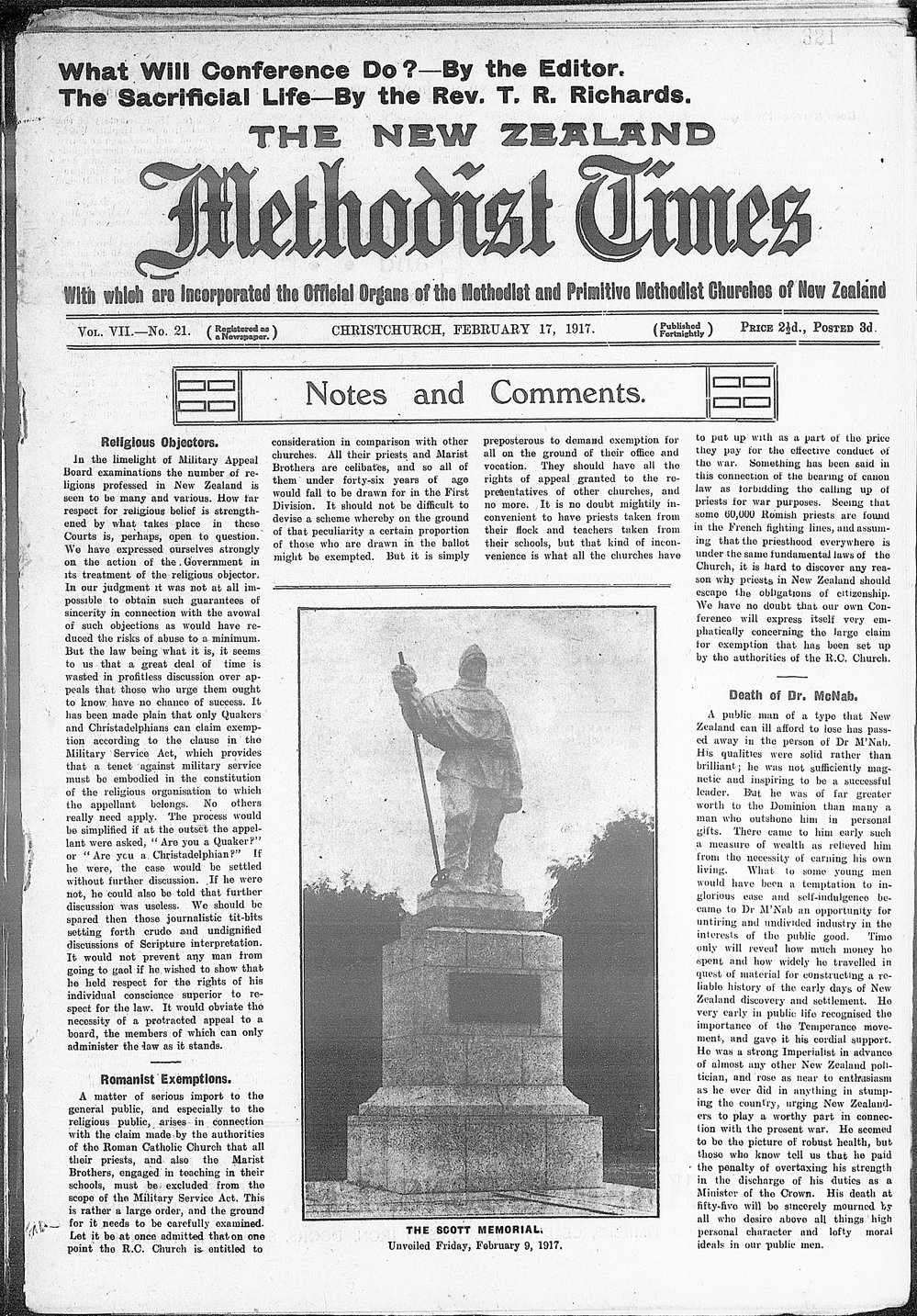 The New Zealand Methodist Times: 17th February 1917