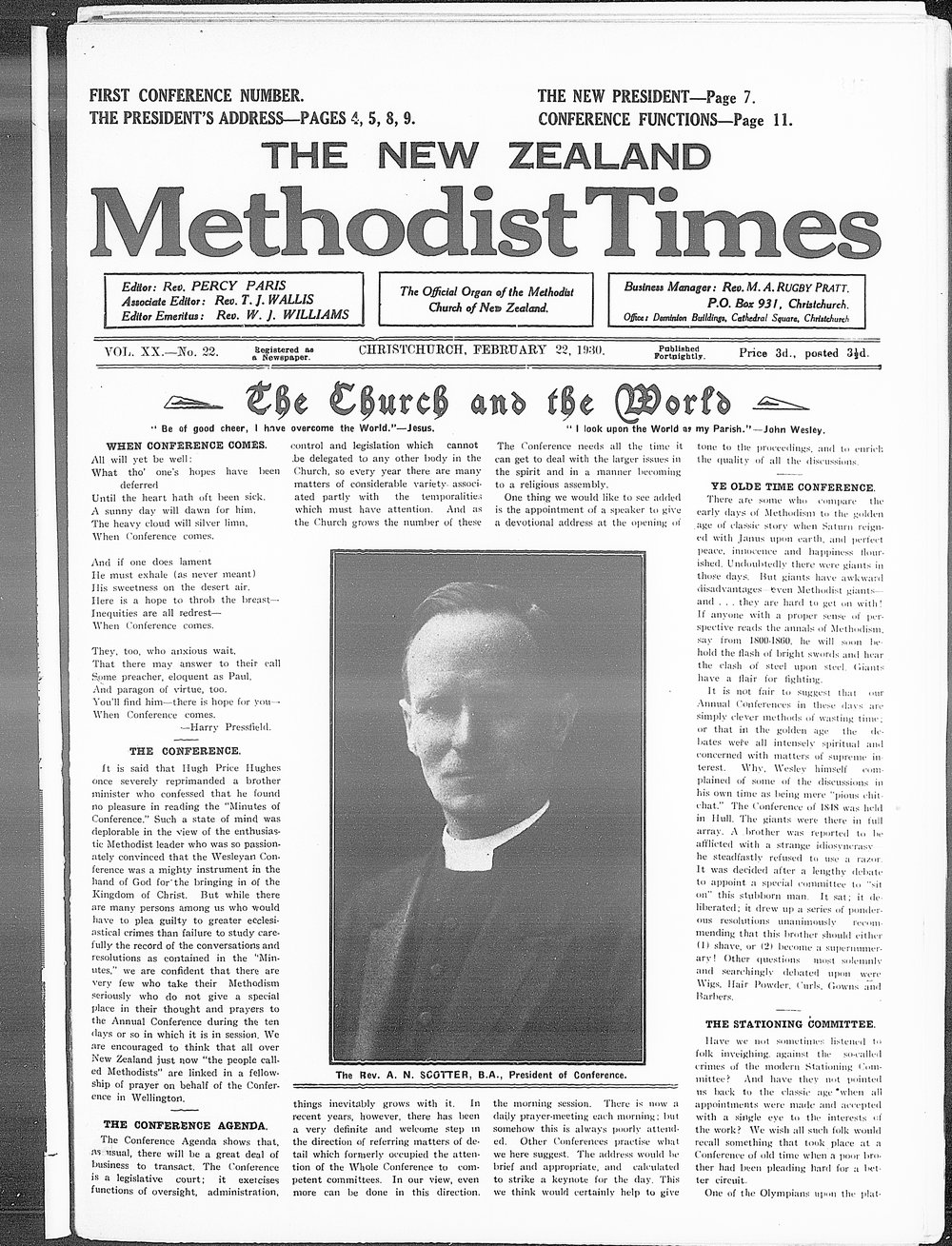 The New Zealand Methodist Times: 22nd February 1930