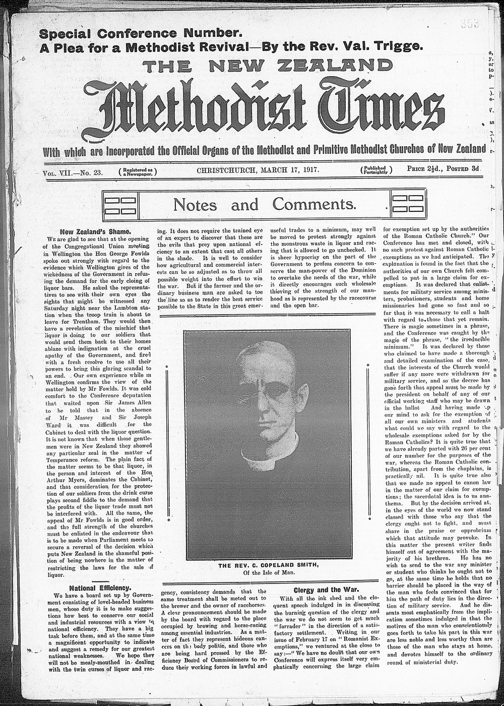 The New Zealand Methodist Times: 17th March 1917
