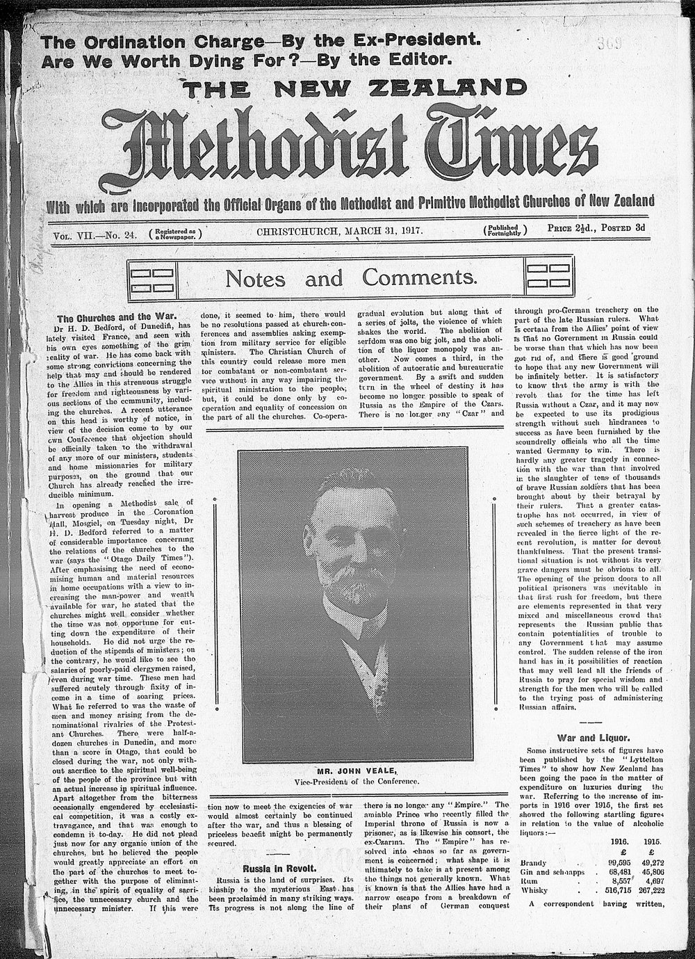 The New Zealand Methodist Times: 31st March 1917