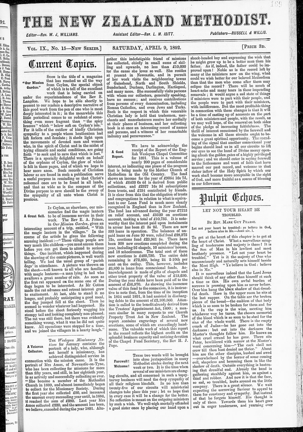 The New Zealand Methodist Times: 9th April 1892