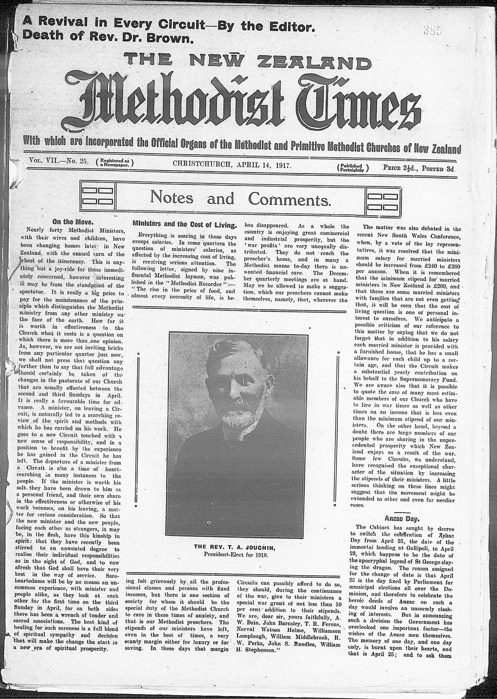 The New Zealand Methodist Times: 14th April 1917